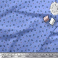Plava modalna satenska tkanina od bobičasto-lišća s otiskom bobica i lišća na tkanini širine dvorišta