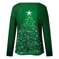 Rasprodaja božićnih majica za žene majice s okruglim vratom dugih rukava sa slatkim božićnim drvcem lagane široke