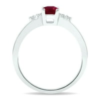 Ženski rubin i dijamantni prsten u 10k bijelom zlatu