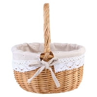 Nuolu košara za skladištenje rattan tkani rustikalni piknik cvijeća Prijenosna pletena djevojka pastoralni stil