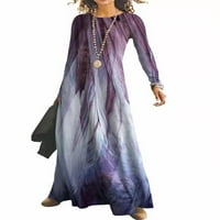 Ženska Maksi haljina s dugim rukavima, Ležerne večernje haljine s gradijentom za zabave