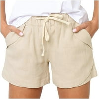 ženske hlače za žene, hlače, Ležerne kratke hlače s labavim džepovima, Plus ženske jednobojne elastične hlače