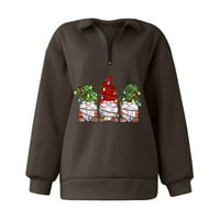 Rasprodaja, ženska božićna dukserica s printom slatkih patuljaka, preveliki puloveri, vrhovi s izrezom u obliku