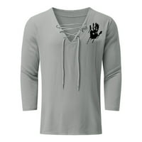Velvet majica dugih rukava Muška proljetno-ljetna modna ležerna majica s printom i kravatom na prsima Top majica