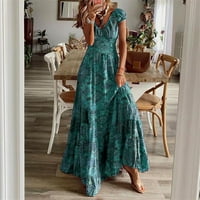 Baycosin Žene kratke rukave Elegantni večernji cvijet Linija boho suknja casual maxi haljine