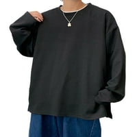 Muška široka majica, modna radna osnovna majica, labavi sportski pulover s prorezom, bluza u crnoj boji