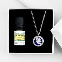 Anavia leptir aromaterapija ulje difuzor kristalne ogrlice Poklon set za esencijalno ulje - srebrna ogrlica i