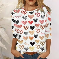 Ženski vrhovi za Valentinovo, majice s rukavima za žene, žene za Valentinovo s printom ljubav, majica s bluzom