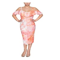 Ženska večernja haljina s koricama midi kratkih rukava s izrezom u obliku koralja u obliku koralja, teksturirana,