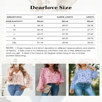 Dearlove žene seksi v vrat cvjetni print boho bluza vrhovi dame labave slatke lampione dugih rukava chifon floy