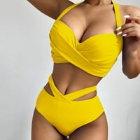 Forestyashe bikinis za ženske kupaće kostime vintage tiskarski kupaći kostim dva retro halter ruširana omota prednji