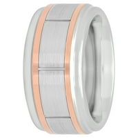 Muški kobalt ružičasti zlatni ton prugasti vjenčani bend - muški prsten