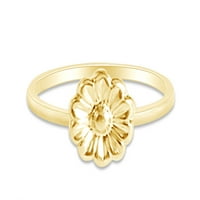 14k žuto zlato pozlaćeno srebro, ljupki prsten od malenog cvijeta tratinčice, nakit za njezine žene za Valentinovo,