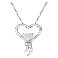 Knots of Love Sterling Silver Lab stvoren Opal Heart privjesak, 18