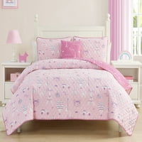 + Bella Dream o pariškom ružičastom pamučnom prekrivaču set za posteljinu, dvostruki pokrivač lagan