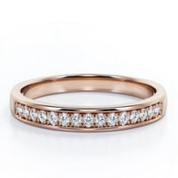 Klasično 0. TCW okrugli sjajni izrezani dijamantni pave-kanal dizajn vjenčanja u 10K ružičastom zlatu