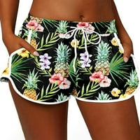 Ženske ljetne kratke hlače cvjetne ležerne labave kratke hlače elastične havajske kratke hlače s visokim strukom