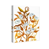 Wynwood Studio cvjetni i botanički zidni umjetnički platno print 'Raste na oker' cvjetnici - narančasta, bijela