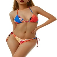 Ženski Bikini Set, svijetli grudnjak s naramenicama na vezanje i gaćice niskog struka
