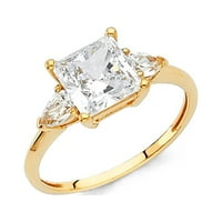 Zaručnički prsten od bijelog zlata od 14 karata s kamenjem Princeza i kruška 1. Karat