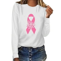 Očišćenja svijesti o raku dojke Ženska tiskana ležerna majica s dugim rukavima s dugim rukavima Bluza