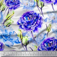 Ljubičasta satenska svilena tkanina s cvjetnim printom širine dvorišta