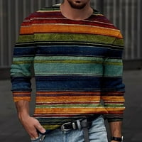 Geometrijska muška majica dugih rukava za jesen-zimu, izolirani pulover s okruglim vratom za svakodnevno nošenje