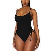 Asimetrični bikini neon bikini kupaći kostim tanga ženski ruširani visoko izrezani kupaći kostim za kupaći kostim