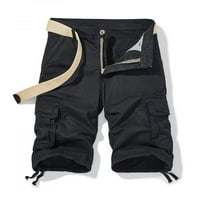 Muške teretne kratke hlače s džepovima širokog kroja, ljetne Pamučne rastezljive Muške kratke hlače, crne