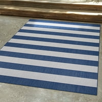 Jahtni klub Kuristan afuera 7'10 10'9 vanjski pravokutni prugasti tepih u tamnoplavoj boji i boji Bjelokosti