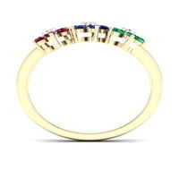 Carski dragulj, 14k žuto zlato, cvjetni srebrni prsten s više dragulja za žene