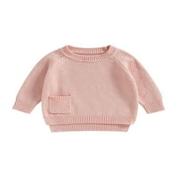Jesensko-zimska odjeća za djevojčice i dječake, jednobojni pleteni džemper, majica s džepom, topli puloveri s