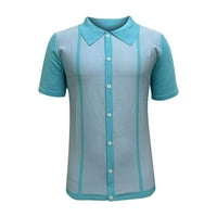 Ljetne košulje za muškarce, modne jednobojne košulje s kratkim rukavima, modne casual majice u plavoj boji