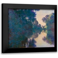 Monet, Claude Black uokvirena suvremena muzejska umjetnička gravura pod nazivom jutro na Seini u blizini Givernieja