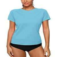 Ženski jednobojni kupaći kostim protiv osipa od 50+ raglan majica za kupanje kratkih rukava vrhovi koji se brzo