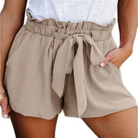 Elastične kratke hlače za elastične struke za žene labave ljetne kratke trake s džepovima