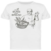 Pekar koji nosi majicu s košaricom za kruh muškarci -snimka zatvarača, muški medij