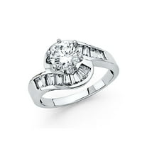 Jewels 14K bijelo zlato okrugli kubični cirkonia CZ zaručnički prsten Veličina 5.5