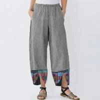 Pamučne lanene Capri hlače s manšetama za žene rasprodaja ljetne opuštene cjevaste hlače s laticama Ležerne široke