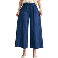 ; / Ženske obične Ležerne hlače širokih nogavica s džepovima elastični pojas u struku široke hlače skraćene hlače