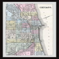 Marmont Hill obojena Chicago Street Map uokvirena zidna umjetnost