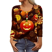 Halloween majice za žene žene jeseni modni haloween majice za žene tiskanje dugih rukava majice majice labave