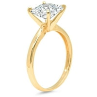 2CT princeza izrezana bistra moissanite 18K -a zaručnički prsten od žutog zlata Veličina 8.