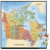 Karta-Kanadski zidni poster s gumbima, 22.375 34