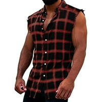 Muška ljetna Moda, Casual majica bez rukava s kariranom kopčom, muške košulje za muškarce