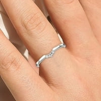 Zaručnički prsten od moissanita od 0,04 karata od bijelog zlata od 18 karata preko srebrnog zaručničkog prstena