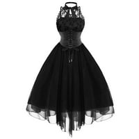 Ženske haljine bez rukava srednje duljine modna ljetna haljina A-kroja s imitacijom vrata u crnoj boji
