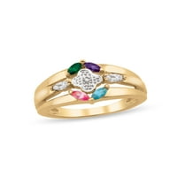 Personalizirani prsten za rođenje u 10k i 14K zlata s dijamantskim naglascima
