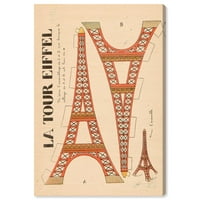 Wynwood Studio Advertising Wall Art Canvas Prints 'La Tour Eiffel' Plakati - Narančasta, crno