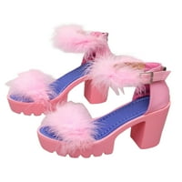 Ženske modne sandale ljetne sandale na petu s remenom za gležanj ženske neklizajuće cipele ženske pahuljaste ružičaste
